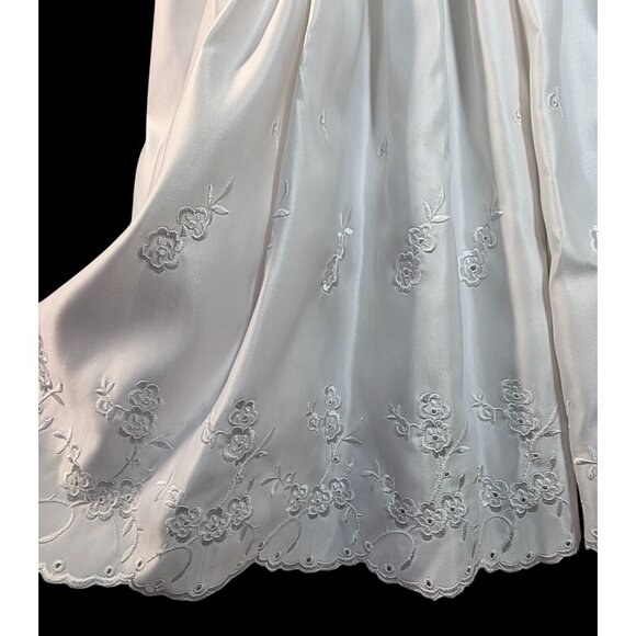 Baby Girl Christening Baptism Dress Bonnet Set Sz 6-9M White Satiny Embroidered - Picture 5 of 12